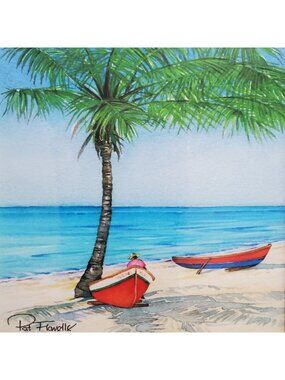 ART PRINT A Caribbean Artist Pat Flavelle Matted Ready to Frame Beachfront